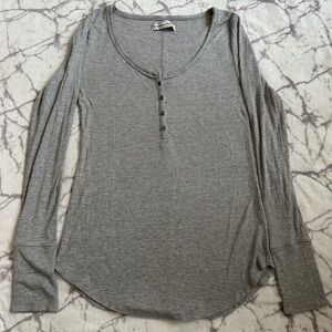 Abercrombie Fitch Knitted Gray Long Sleeve Shirt with Pockets XL Soft